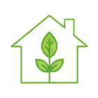 Haus mit grünem Blatt-Symbol
